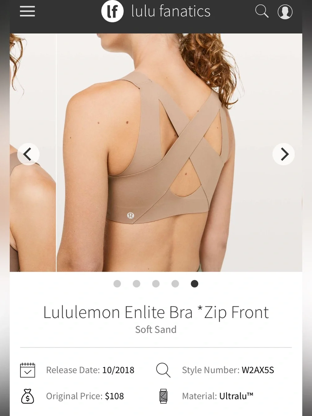 Lululemon Enlite Bra *Zip Front 36D